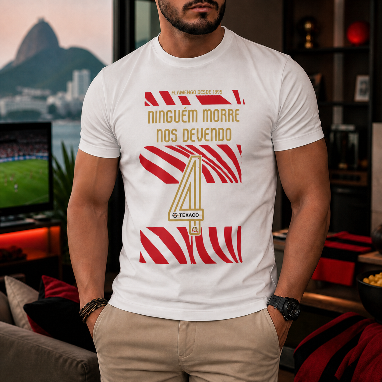 Camiseta dry Ninguém Morre Nos Devendo | Flamengo em cena de uso no Brasil