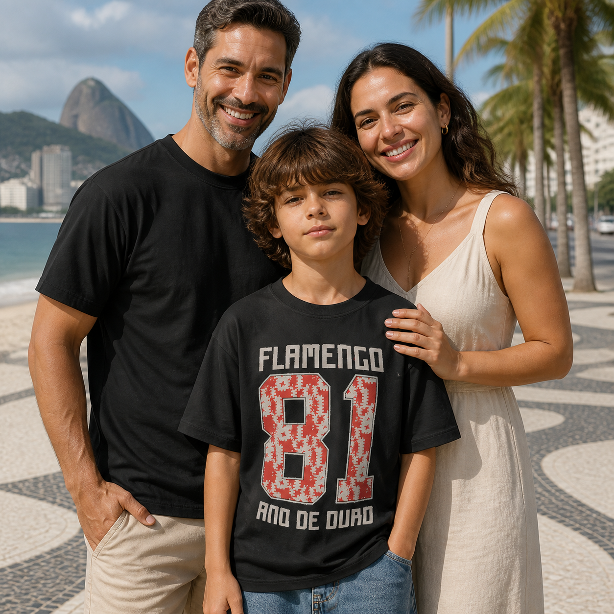 Camiseta infantil Flamengo 81 · Ano de Ouro | Flamengo em cena de uso no Brasil