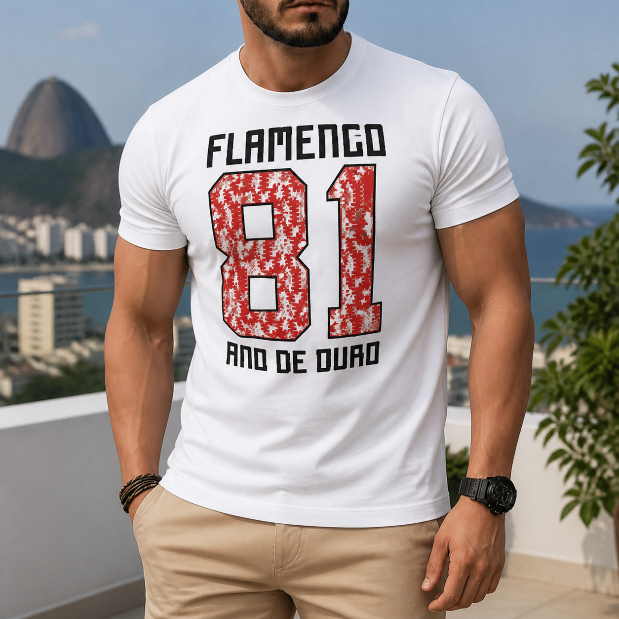 Camiseta dry Flamengo 81 · Ano de Ouro | Flamengo em cena de uso no Brasil